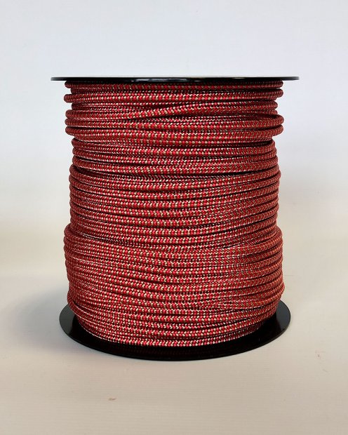 Corde djembé renforcée PES 5 mm Zigzag Rouge / laiton 100 m
