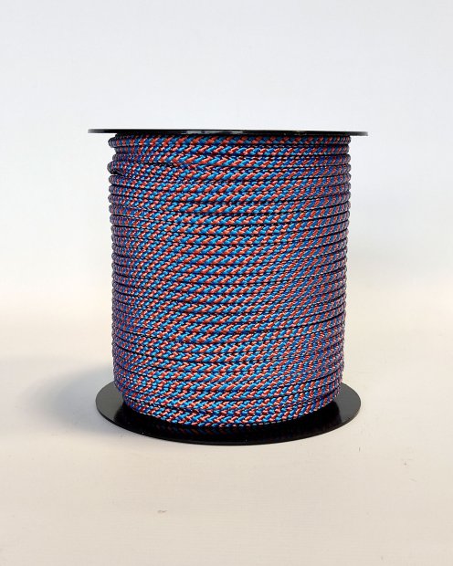 Corde djembé renforcée PES 5 mm Diagonale Bleu / cuivre 100 m