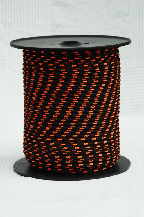 Corde djembé renforcée PES 6 mm Noir / orange fluo 100 m