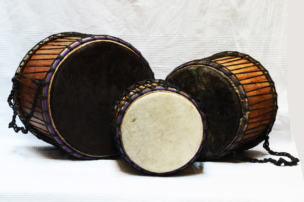 Set de trois mini-doumdoums Ghana : acheter set dunduns (dununs, doundouns)