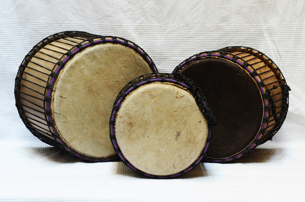 Set de trois mini-doumdoums Ghana : acheter set dunduns (dununs, doundouns)