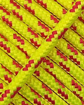 Corde tambour djembé renforcée PES 5 mm Jaune fluo / Rouge 100 m