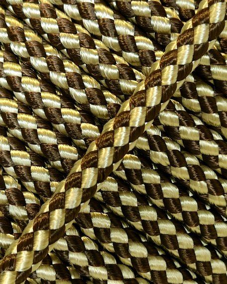 Corde tambour djembé renforcée PES 5 mm Damier Marron / Sable 20 m