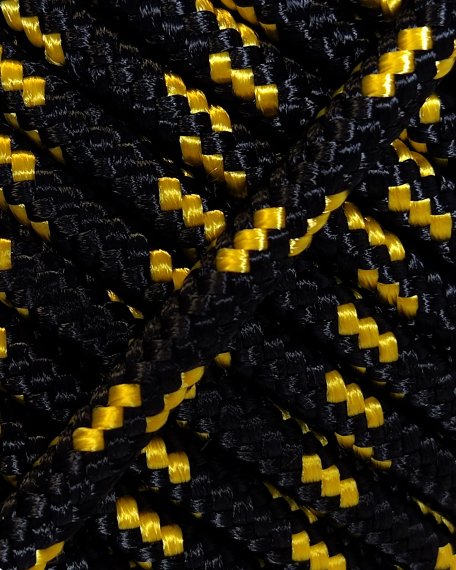 Corde tambour djembé renforcée PES 4 mm Noir / Jaune fluo 100 m