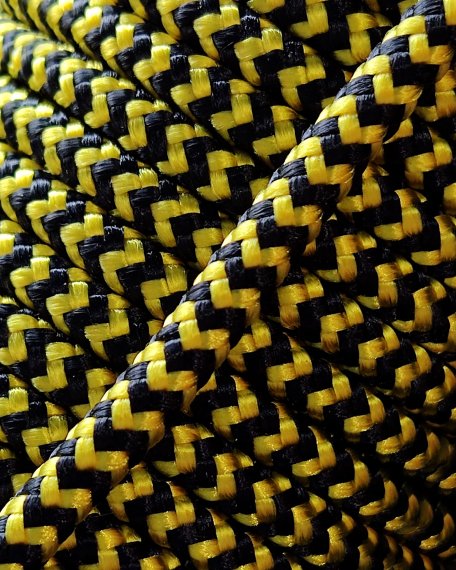 Drisse 5 mm (chevrons, noir / jaune tournesol) - Corde tambour djembé 20 m