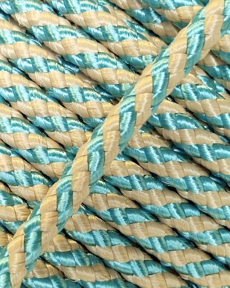 Corde tambour djembé renforcée PES 5 mm Diagonale Bleu pastel / Beige 20 m