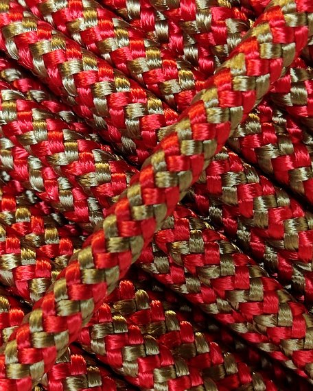 Corde tambour djembé renforcée PES 5 mm Zigzag Rouge / Laiton 20 m
