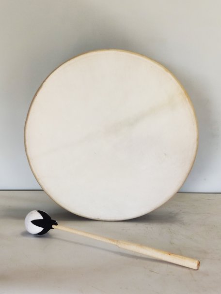 Tambour de chamane pour cérémonies et rituels sacrés - Tambour chamanique Peau de chèvre dépilée 14″ 