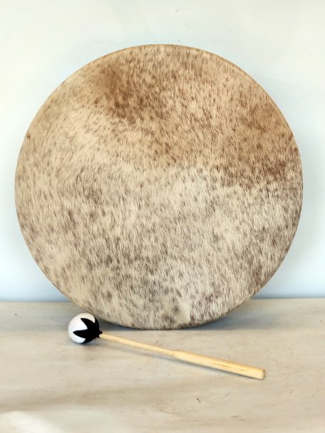 Tambour chamanique Peau de vache avec poils 20″