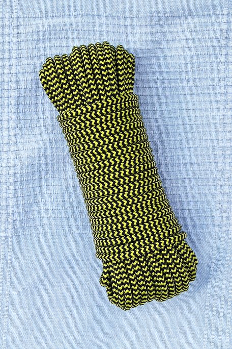 Drisse 5 mm (chevrons, noir / jaune tournesol) - Corde tambour djembé 20 m
