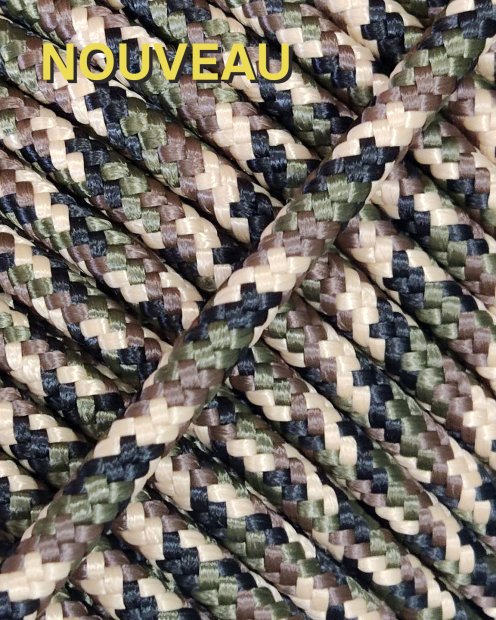Corde tambour djembé renforcée PES 4 mm Camouflage 10 m
