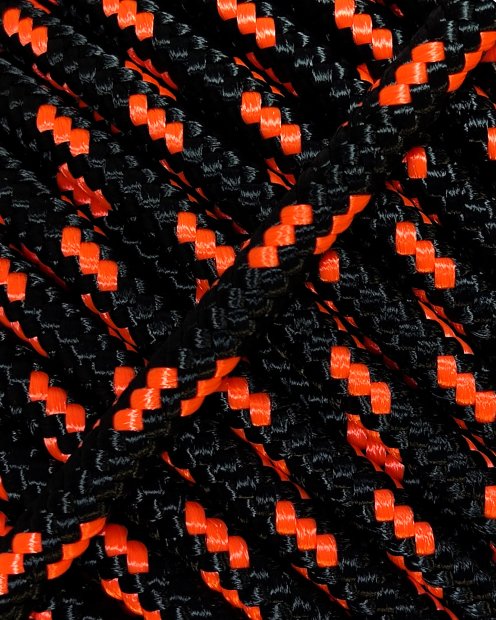 Corde tambour djembé renforcée PES 4 mm Noir / Orange fluo 10 m