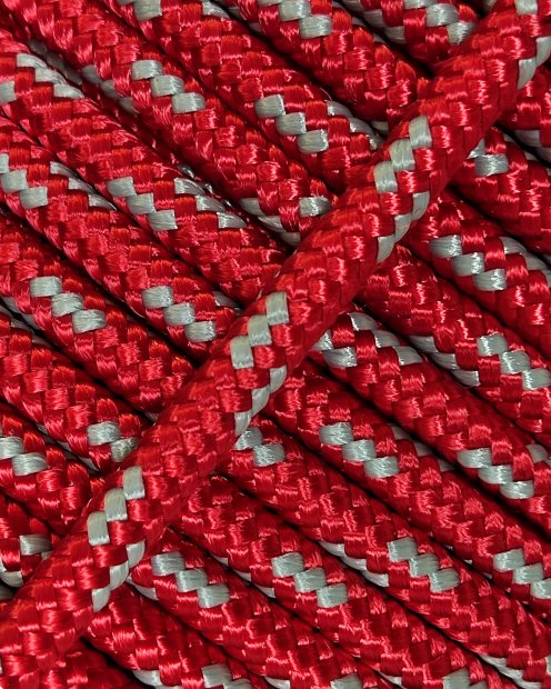 Corde tambour djembé renforcée PES 4 mm Rouge / Gris 10 m