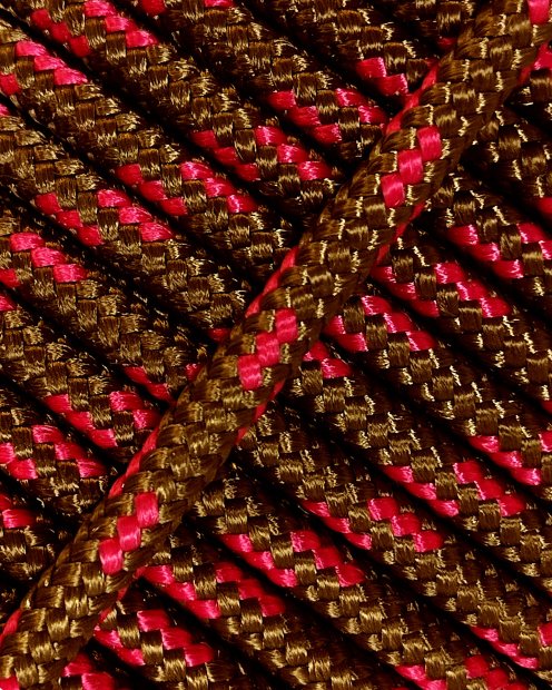 Corde tambour djembé renforcée PES 5 mm Laiton / Framboise 20 m