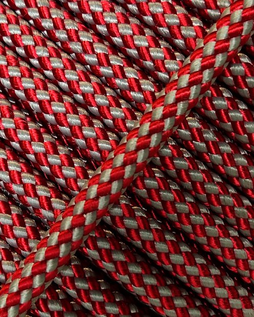Corde tambour djembé renforcée PES 5 mm Damier Rouge / Gris 20 m
