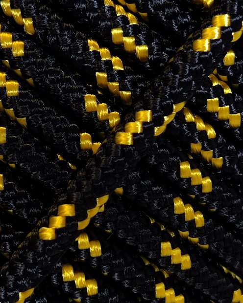 Corde tambour djembé renforcée PES 4 mm Noir / Jaune fluo 100 m