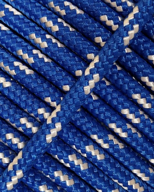 Corde tambour djembé renforcée PES 5 mm Bleu de France / Écru 20 m