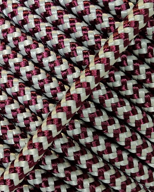 Corde tambour djembé renforcée PES 5 mm Zigzag Bordeaux / Gris 20 m