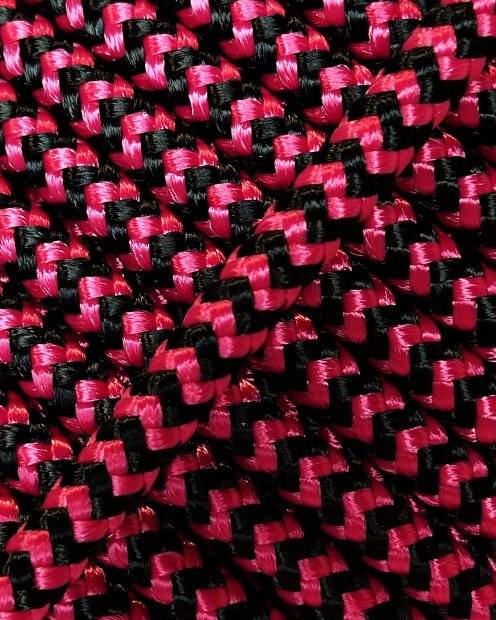 Corde tambour djembé renforcée PES 5 mm Zigzag Framboise / Noir 100 m