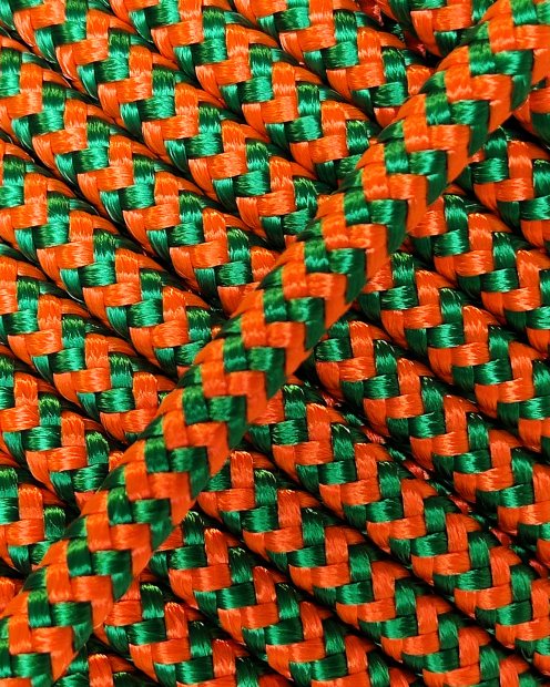 Corde tambour djembé renforcée PES 5 mm Zigzag Orange fluo / Vert 100 m