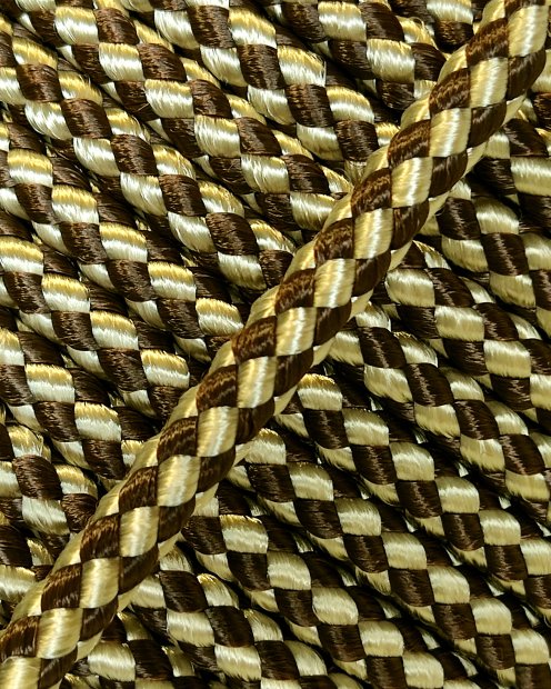 Corde tambour djembé renforcée PES 5 mm Damier Marron / Sable 100 m