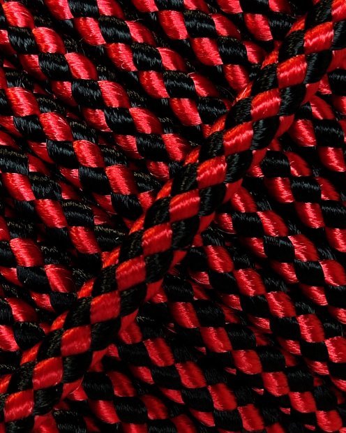 Corde tambour djembé renforcée PES 5 mm Damier Rouge / Noir 20 m