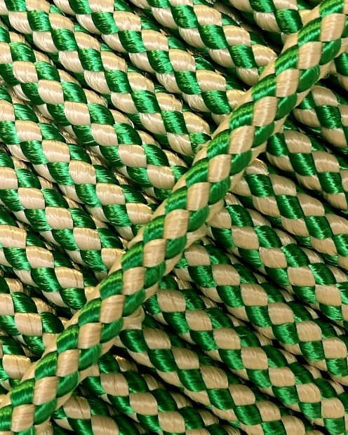 Corde tambour djembé renforcée PES 5 mm Damier Vert / Beige 100 m