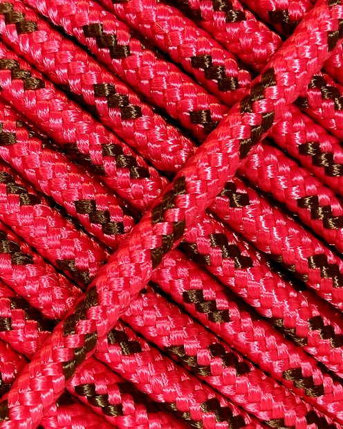 Corde tambour djembé renforcée PES 5 mm Framboise / Marron 100 m
