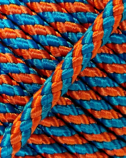 Corde tambour djembé renforcée PES 5 mm Diagonale Bleu / Cuivre 100 m