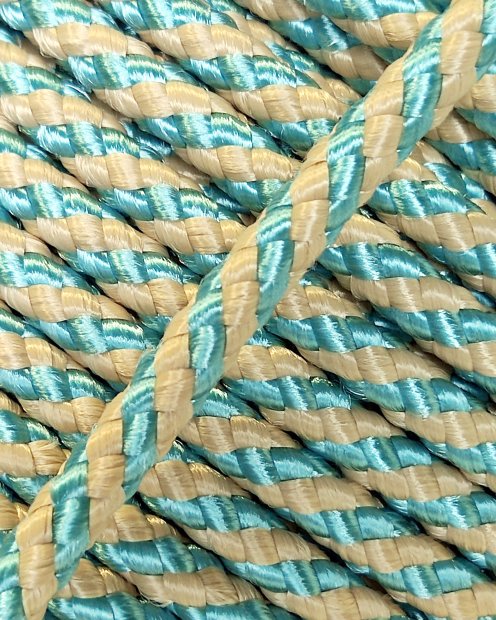 Corde djembé renforcée PES 5 mm Diagonale Bleu pastel / beige 100 m