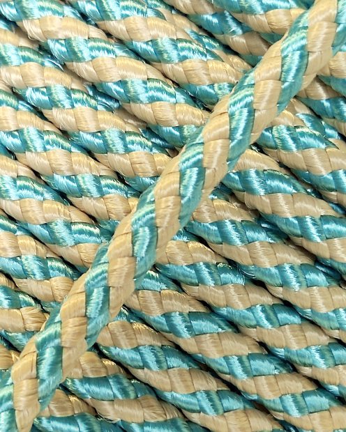 Corde tambour djembé renforcée PES 5 mm Diagonale Bleu pastel / Beige 20 m