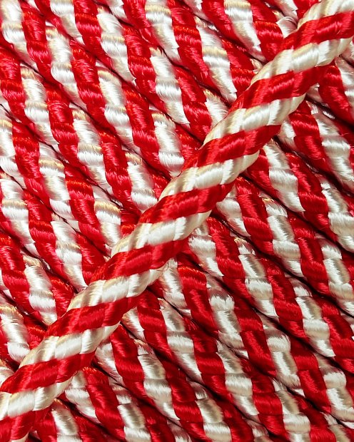 Corde tambour djembé renforcée PES 5 mm Diagonale Rouge / Blanc 100 m