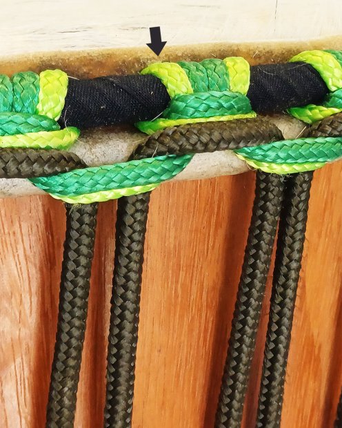 Corde djembé creuse PES 5 mm Vert fluo 20 m