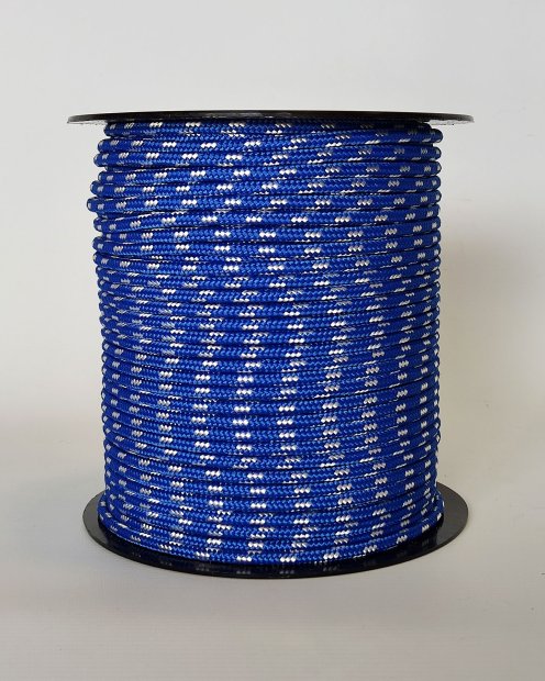 Corde tambour djembé renforcée PES 5 mm Bleu de France / Écru 100 m