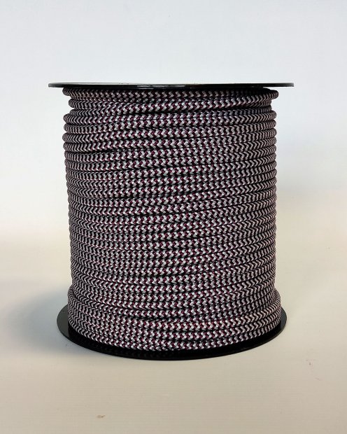 Corde tambour djembé renforcée PES 5 mm Zigzag Bordeaux / Gris 100 m