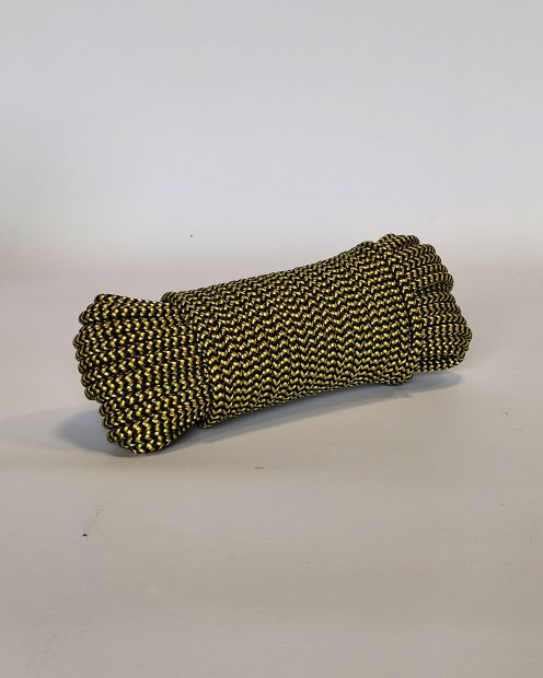 Drisse 5 mm (chevrons, noir / jaune tournesol) - Corde tambour djembé 20 m