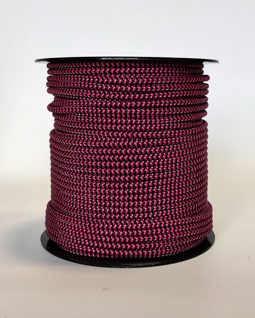 Corde tambour djembé renforcée PES 5 mm Zigzag Framboise / Noir 100 m