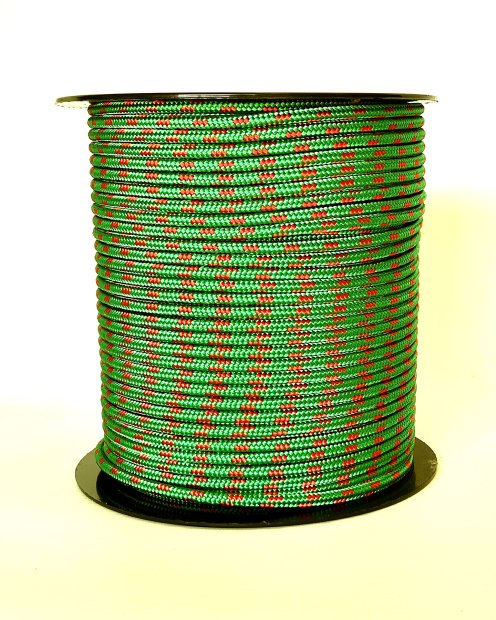 Corde tambour djembé renforcée PES 5 mm Vert / Rouge 100 m