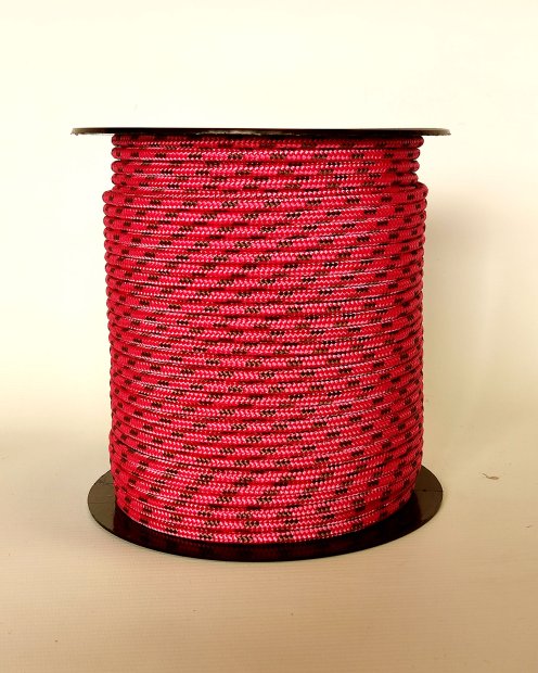 Corde tambour djembé renforcée PES 5 mm Framboise / Marron 100 m