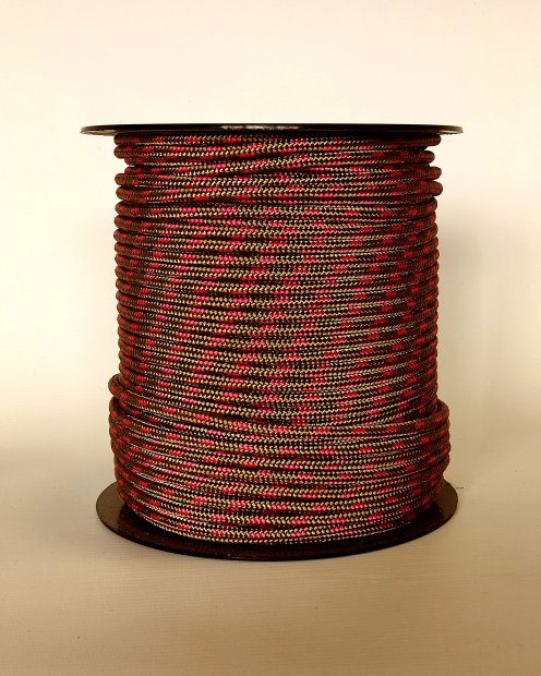 Corde tambour djembé renforcée PES 5 mm Laiton / Framboise 100 m