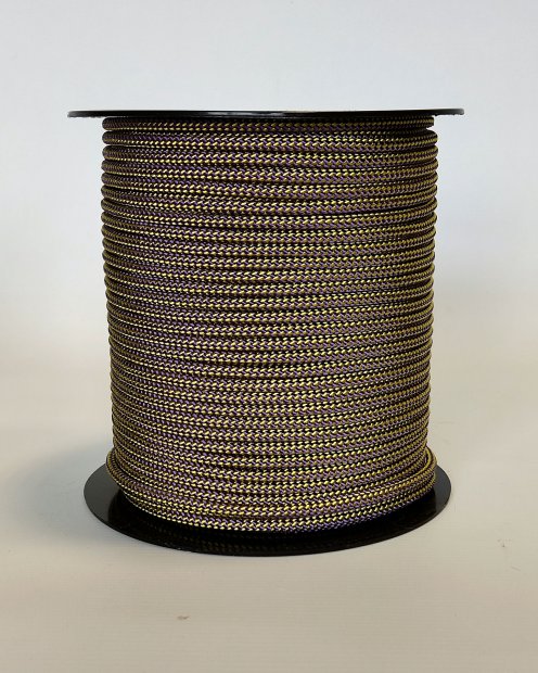 Corde tambour djembé renforcée PES 5 mm Damier Jaune tournesol / Violet 100 m