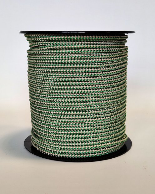 Corde tambour djembé renforcée PES 5 mm Damier Vert / Beige 100 m