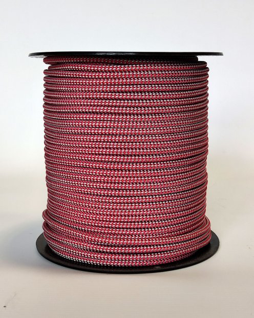 Corde tambour djembé renforcée PES 5 mm Diagonale Rouge / Blanc 100 m
