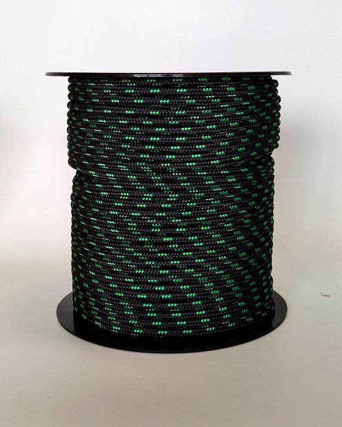 Corde tambour djembé renforcée PES 5 mm Noir / Vert 100 m