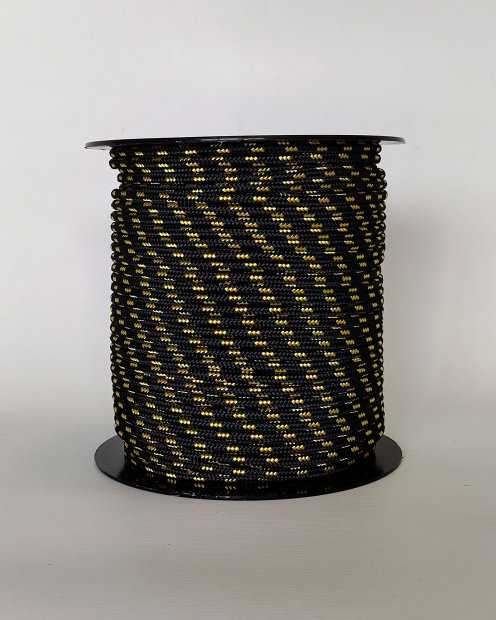 Corde tambour djembé renforcée PES 5 mm Noir / Jaune fluo 100 m