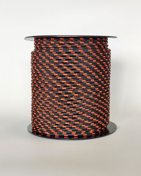 Drisse djembé Ø5 mm noire / orange fluo - Corde pour djembe tambour