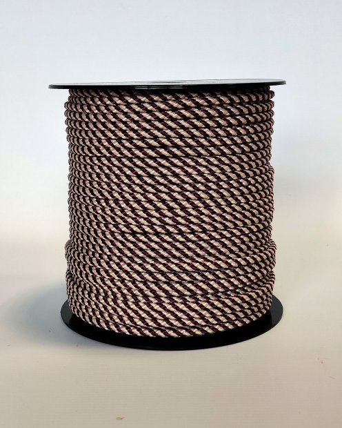 Corde tambour djembé renforcée PES 5 mm Diagonale Bordeaux / Beige 100 m
