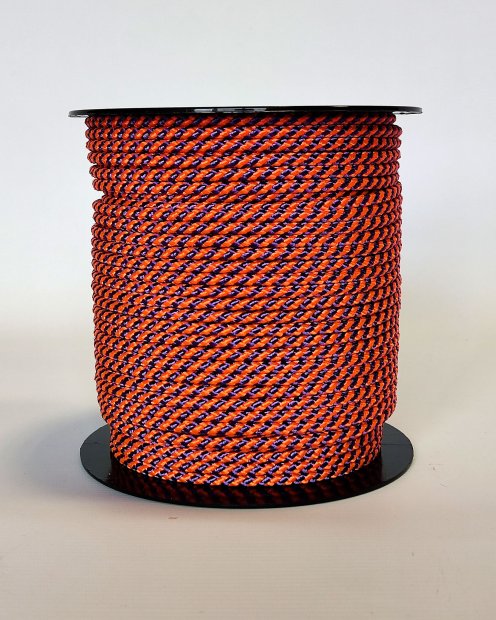 Corde tambour djembé renforcée PES 5 mm Diagonale Orange fluo / Violet 100 m