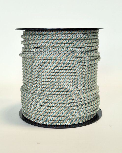Corde tambour djembé renforcée PES 5 mm Diagonale Bleu pastel / Beige 100 m
