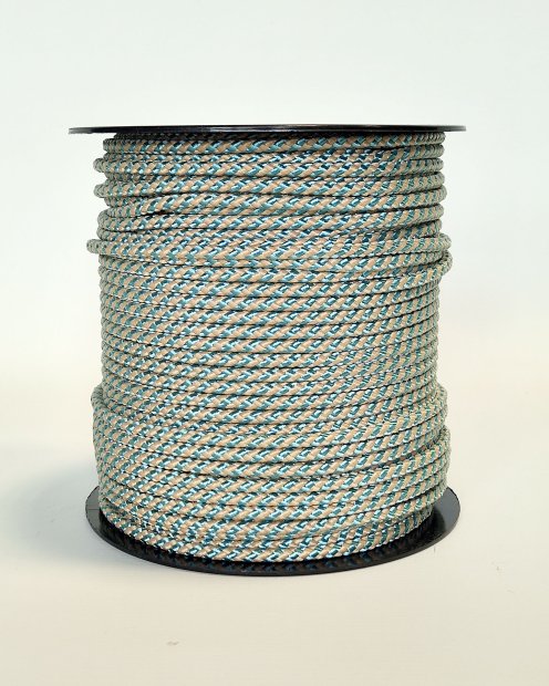 Drisse djembé Ø5 mm (hélice, beige / bleu pastel, 100 m) - Corde pour djembe tambour